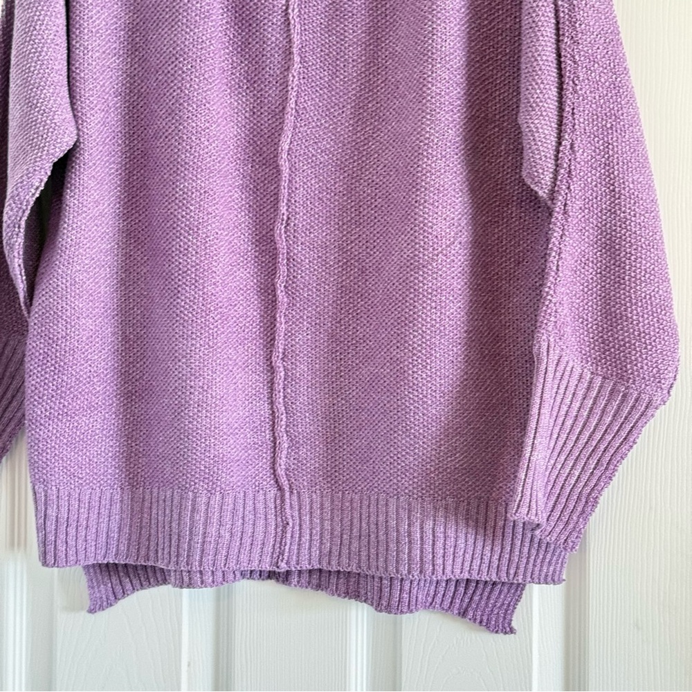 Zenana Outfitters Lavender V-Neck Sweater Large - Picture 9 of 12